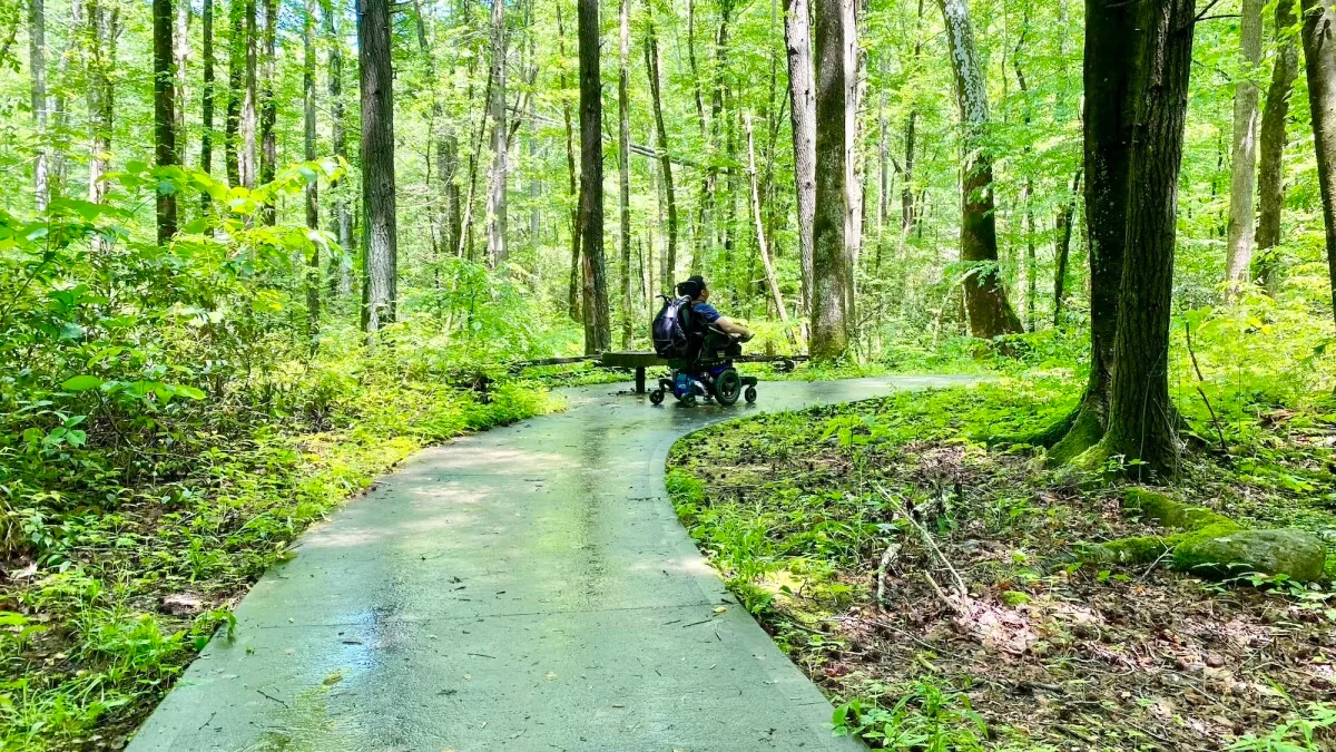 Accessible trail in Great Smoky Mountains National Park with paved pathway